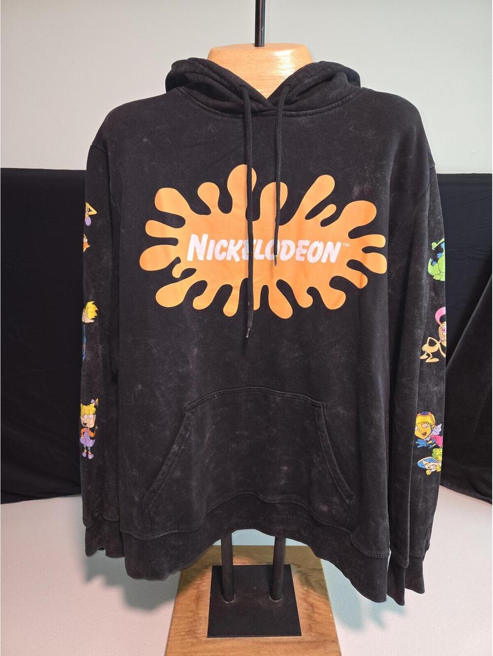 Nickelodeon Black Hoodie with Cartoon Character Sleeves